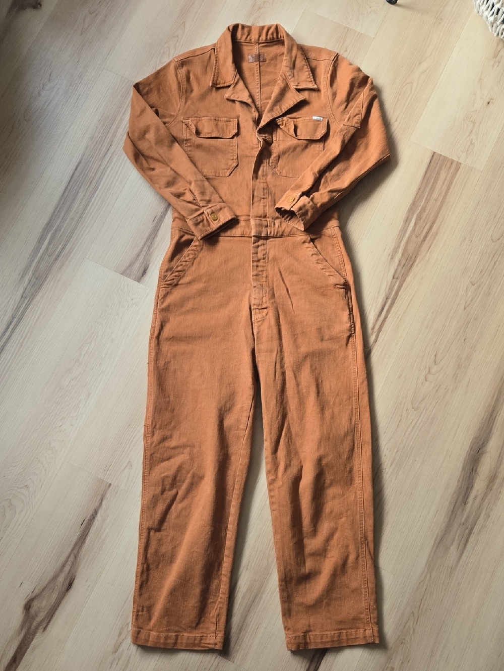 MOTHER The Fixer Jumpsuit, Leather Brown, Size Small